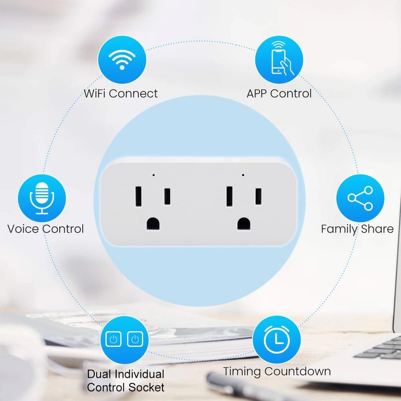 QIACHIP 16A WiFi Dual Smart Socket Outlet Plug 2 pack,Ewelink