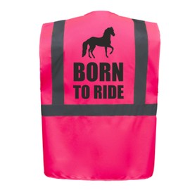 Born To Ride Equestrian Zipped Pink Hi Vis Safety Vest Horse Riding Reflective Waistcoat Road Safety High Visibility, Horse Rider, Can Personalise. (Pink, Medium)