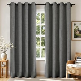 Joydeco - Cortinas opacas grises de 72 pulgadas de largo, cortinas opacas grises cortas, juegos de 2 paneles para recámara, sala de estar, cortinas de oscurecimiento de habitación, cortinas de textura