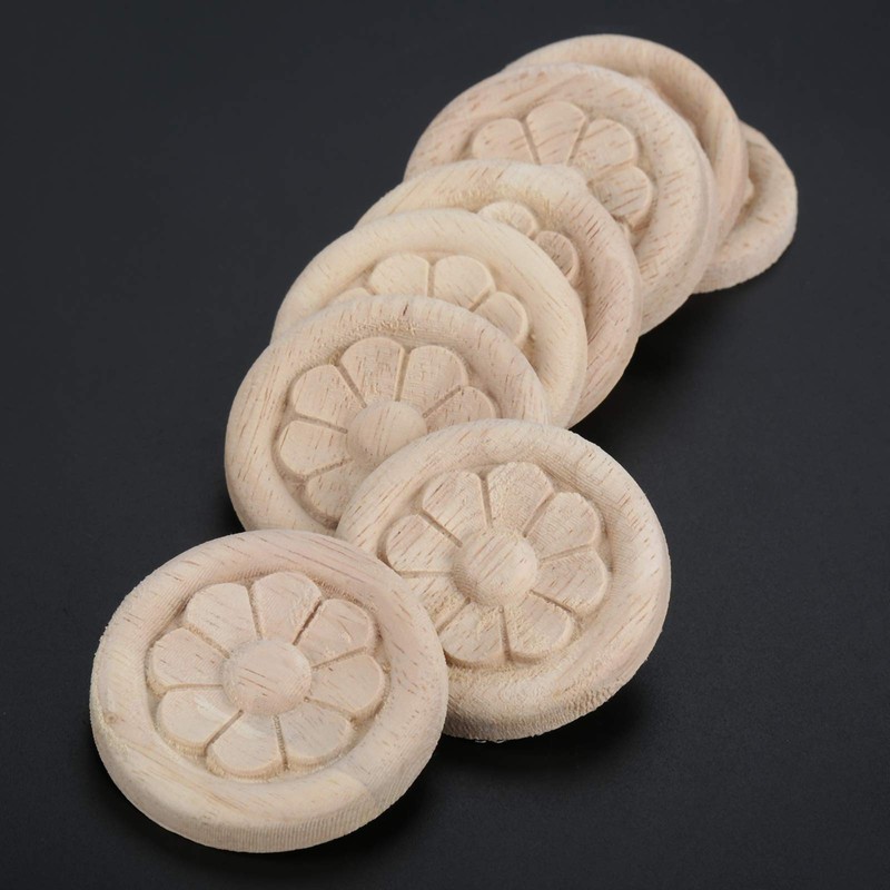 MUXSAM 10Pcs Wood Carved Applique Corner Onlay Central Flower Frame