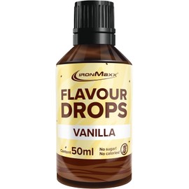 IronMaxx Flavour Drops - Vanilla 50 ml, Calorie Free & Sugar Free, Vegan Flavour Drops for Sweetening Food, Practical Pipette Closure, from Germany
