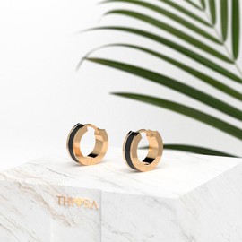 THIORA Women's Earrings - 'Seychelles Secret' | Subtle Hoop Earrings | White Enamelled | Premium Stainless Steel | Enamel Lacquer | Waterproof | Circle, Stainless Steel