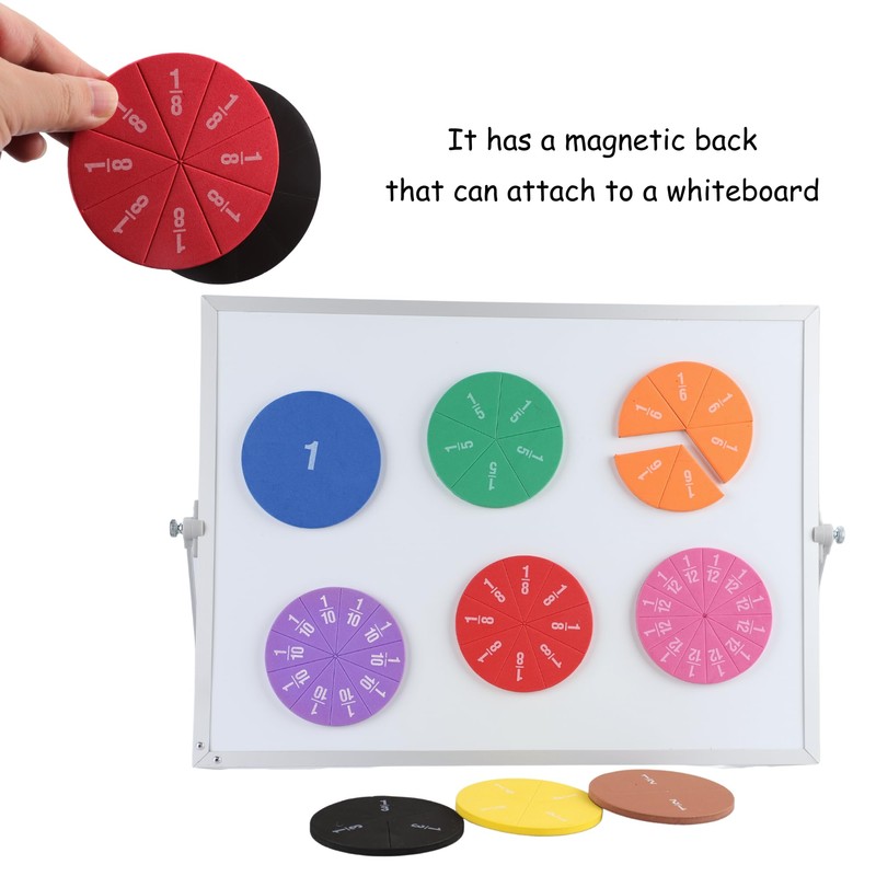 EHR Magnetic Fraction Tiles Circles, 51 pcs Fraction Tiles Set,