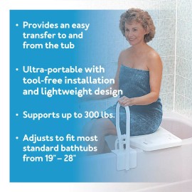 MOBB Portable Shower Bench - Bath Bench Can Be Adjusted to Fit Any Standard Tub -...