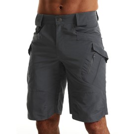 YAXHWIV Men's Hiking Cargo Shorts Lightweight Waterproof Tactical Outdoor Work Shorts with Pockets Dark Grey