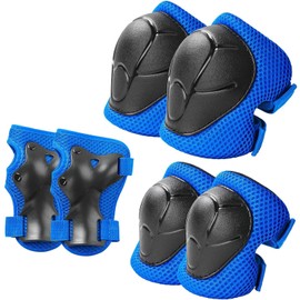 ETEETOW Gradient Color Knee Pads for 2-14+ Ages Kids Knee Elbow Pads Wrist Guards with Drawstring Bag Adjustable Protective Gear Set for Girls Boys Roller Skating Bike Cycling Skateboard Scooter