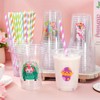 FYSUIMU 60Pcs Easter Plastic Cups with Lids and Straws Colorful