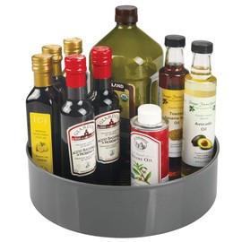 mDesign Lazy Susan Kitchen Rack - Practical Spice Rack For The Kitchen Cupboard - Rotating Spice Holder Made From Plastic
