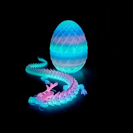 Glowing at Night 3D Printed Dragon Egg Model,Dragon Inside Egg,Flexible Joint Dragon Figurines, 3D Printing Stuff,Stress Relief, Fidget restlessness, ADHD Toys, Surprise Fantasy Gifts