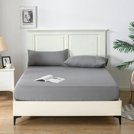 Good Nite Super King Fitted Sheet Bed Sheets 25CM Extra Deep Pocket Soft and Breathable Fitted Bedding Sheets (Dark Gray, Super King)