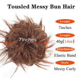 Tousled Messy Bun Hair Piece Hair Extension Ponytail With Elastic Wavy Hair Chignon Updo Ponytail Hair Extensions Synthetic Hair For Women Light Brown
