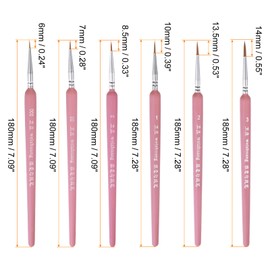sourcing map 11pcs Detail Paint Brushes Nylon Hair Miniature Painting Brush for Watercolor Oil Acrylic Painting(00000#-7#), Pink