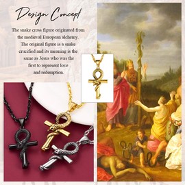 FaithHeart Stainless Steel Egyptian Horusu Eye Pendant Punk Gothic Ankh Cross Chain for Men Boys Men Egyptian Amulet for Birthday Christmas, Stainless Steel