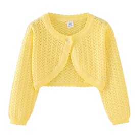 imKutie Baby Girl Bolero Cardigan Shrug, Girls' Long Sleeve Button Knitted Cardigan for 1-6 Years Yellow