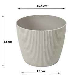 Tymar Flower Pot, Pack Of 2, Round Shape, Planter (2 Pack), Beige, Diameter 15.5 cm