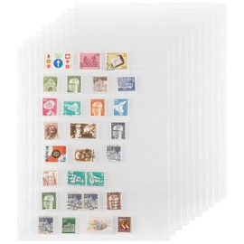 10 Sheets Postage Stamp Collecting Inserts, 160 Pockets Clear Stamp Album Pages 197 x 29MM Grid, Double-sided 9 Hole Standard Stamp Collection Binder Sleeves for Collectors IS02D810