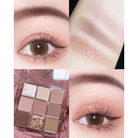 Kayswang 9 colors glitter eyeshadow palette makeup palette matte high pigment color cream texture natural eye shadow powder eye shadow palette in autumn and winter long lasting and waterproof (purple)