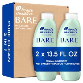 Head & Shoulders Head & Shoulders BARE 2-in-1 Dandruff Shampoo And Conditioner Twin Pack, Pure Clean, Sulfate-Free, Silicone-Free, Dye-Free, Eco-Friendly Bottles, Safe for All Hair Types, 13.5 Fl Oz Each (Set of 2)