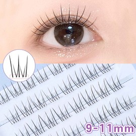Winkii No Glue Eyelash Natural Point Eyelash Pogeunssum 9-11mm Full No Need for Glue 80 Hairs Large Capacity, Transparent Line, 1 Piece