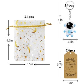 24 Sets Astronaut Party Favours, Astronaut Space Keychains with Organza Bags Thank You Kraft Tags Bulk Return Gifts for School Reward Birthday Baby Shower Favours Astronomy Party Supplies