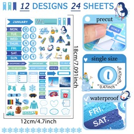 24 Sheet Aesthetic Assorted Planner Stickers 1000+ Monthly Daily Calendar Seasonal Stickers Colorful Journaling Holiday Stickers with General Events for Planning Women Adults Scrapbook