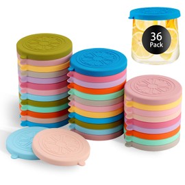 VOLCANOES CLUB Oui Yogurt Jar Lids Silicone | 36 Pack Colorful Covers Fit For 5 Oz Oui Yogurt Glass Jars | Perfect For Oui Yogurt Bottle with Label | Lids Only | Food-Grade/Leakproof/Reusable