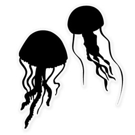 AK Wall Art Jellyfish Black Set of 2 Vinyl Stickers - Select Size