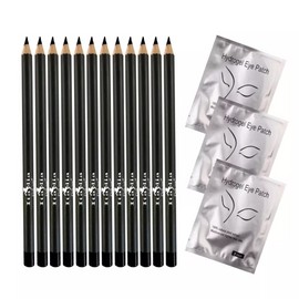 Italia Deluxe 12 pcs Eyeliner Pencil + 3 pair Hydrogel Eye Patch (Black)