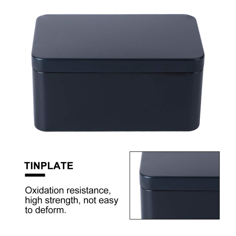 Zerodeko Rectangular tinplate box, mini portable tea storage container, metal