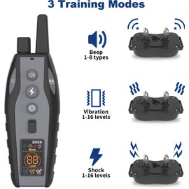 BCPETMY Shock Collar for Dogs with Color Screen - 3300 FT Remote Control Range, Dog Training Collar with 3 Training Modes, 2 Rechargeable Waterproof ECollar for Dogs Training 15-125LBS