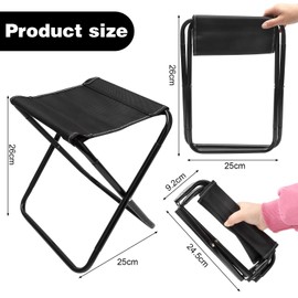 Gohytal Camping Hocker Tragbarer Klapphocker, Mini-Falthocker klappbar Hocker Sitzhocker Textilene Schwarz Klappbar Gartenhocker für Angeln Reisen Wandern Grillen Strand