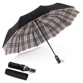 DORRISO Strongest Windproof Travel Umbrella Automatic Folding Rain Umbrella Portable Compact Superior Business Durable Premium Handle for Mens Womens Umbrellas Fits Car & Backpack