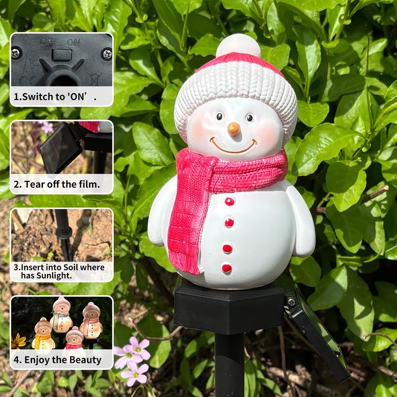 ZHAOFUBAO Solar Snowman Lights Decorations 2Pcs Outdoor Snowman Stanta Ornament