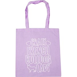 Hippowarehouse Crazy french bulldog lady dog Tote Shopping Gym Beach Bag 42cm x38cm, 10 litres