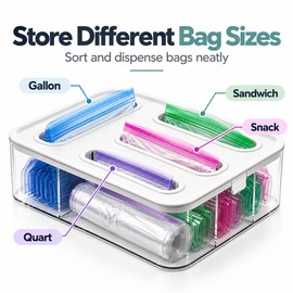 Plastic Food Storage Bag Organizer for Kitchen Storage – Four Easy-Access Openings for Neat Everyday Bag Organization