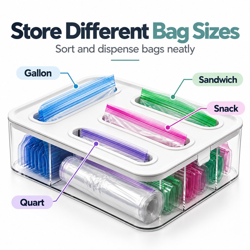 Plastic Food Storage Bag Organizer for Kitchen Storage – Four