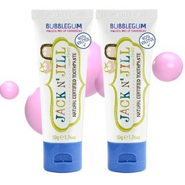 Jack N' Jill Natural Toddler Toothpaste for Baby, Kids and Infants 6 Months & Up, Fluoride Free Training Toothpaste for Toddlers 1-3 (1.76 Fl Oz (Pack of 2), Bubblegum)