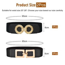 LSYYSL 2 Pieces Of Black Belts, Women'S Belts, Metal Buckle Body Shaping Girdle, Elastic Belts, Simple And Fashionable Belts