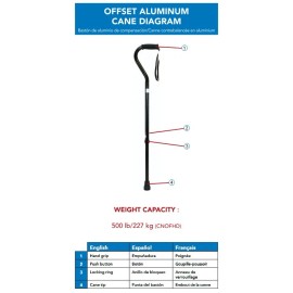 ProBasics Heavy Duty Walking Cane with Offset Handle 500 lb. Weight Capacity
