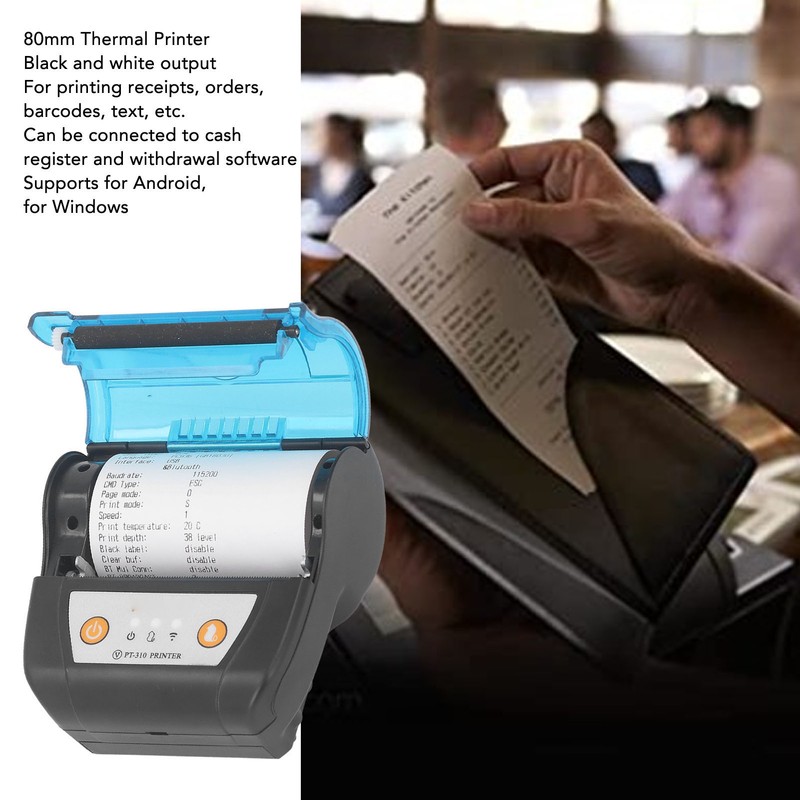 80mm Bluetooth Receipt Printer Portable Label Printer Wireless Thermal Printing