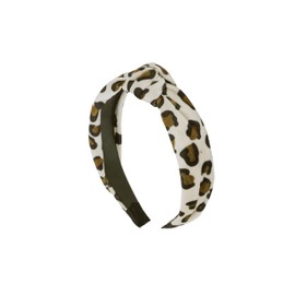 Motique Accessories Leopard Velvet Knotted Headband For Women - Grey
