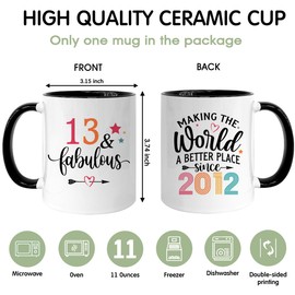 Pfkfo 13th Birthday Gifts for Her, 13 Years Old Birthday Gifts for Girls, Birthday Gifts for 2011 Girls, Cute Mug Birthday Gifts for 13 Year Old Girls, Daughter, Niece, Granddaughter, 11Oz