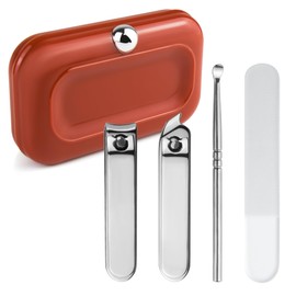 Nail Clippers Set，Premium Nail Care Tools for Trimming & Grooming，Stainless Steel Fingernail and Toenail Clipper，Sharp Effortless Nail Cutter，Travel Nail Kit for Men & Women (Red)