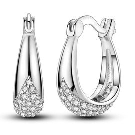 NARMO 925 Sterling Silver Hoop Earrings for Women Cubic Zirconia Huggie Hoop Earrings Butterfly Earrings Small Sliver Hoops Hypoallergenic Earrings, Sterling Silver