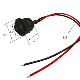 10 Pack DSY Round Boat Switch Welding Wire with Wire Fan Switch Rocker Switch ON/Off SPST 2Pin Latching Toggle Switch Black 6A /250V