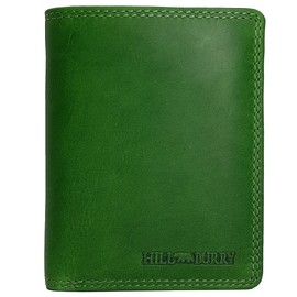 Leather Wallet for Women with RFID Protection Coin Compartment Purse (Hill Burry Portrait Format, Length Approx. 9.8 cm, Height Approx. 12.7 cm, Width 2.8 cm, Green), Green, Classic