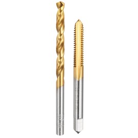 sourcing map Tap and Drill Bit Set, 1pcs M6 x 1.25 Straight Flute Thread Screw Tap & 1pcs 4.7mm Twist Drill Bit, Titanium Coated HSS-6542 Tapping Threading Tool Kit