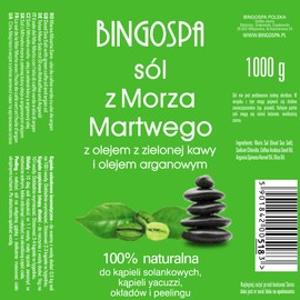 BINGOSPA Anti-Ageing Bath Salt from the Dead Sea with Green Coffee and Argan Oil for Skin Regeneration, Skin Moisturising and Skin Hydration 1000 g