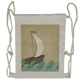 Ambesonne Ocean Drawstring Backpack, Seagulls Boating Marine, Sackpack Bag