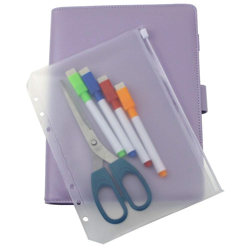 12 pcs A5 Size Translucent Plastic PVC Binder Pockets Envelope